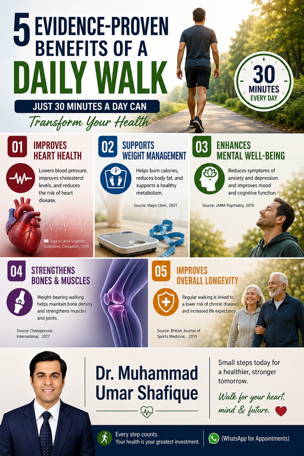 Person walking briskly in a park to prevent heart disease